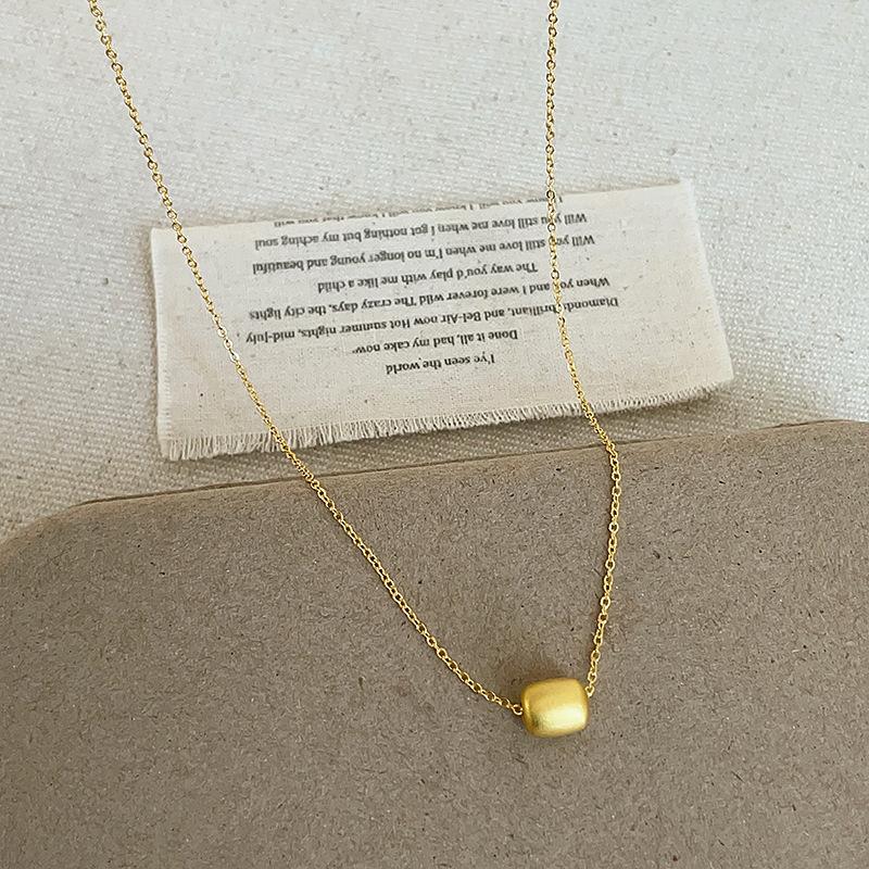 New Chinese Ancient Gold Chubby Fu Ingot Pendant Necklace Women'S Simple Fashion Temperament Versatile Neck Chain Sweater Chain