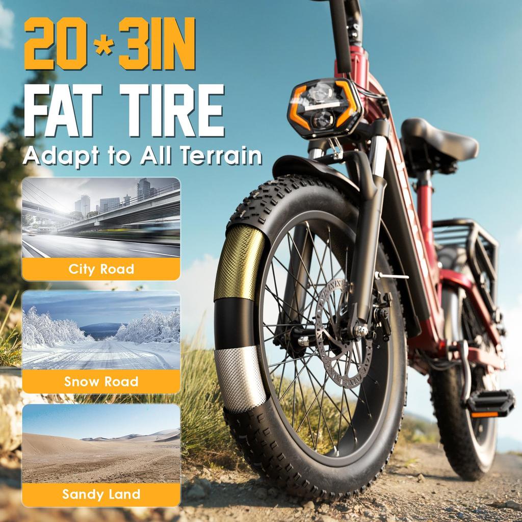 TIFGALDP XC20 Elektrické kolo pro dospělé 500W Motor E-Bike 48V20AH 20palcové pneumatiky Městské dojíždění Elektrické kolo dojezd 45-90 km