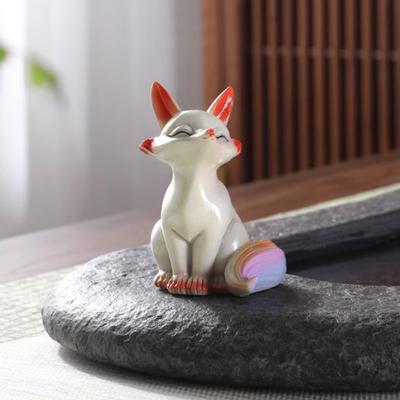 Čajové zvířátko Yousheng Měnící barvu Liščí pryskyřice Ručně vyrobená dekorace Lucky Feng Shui s horkou vodou Symbol štěstí Čajovatelná ozdoba do čajovny