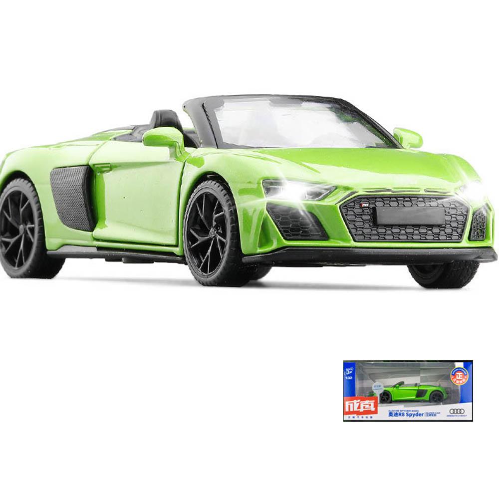 

Масштаб 1/32 R8 Spyder 2020, модель автомобиля, литая под давлением игрушечная машина, коллекция подарков 1/32-Size:14*6*4cm зелёный