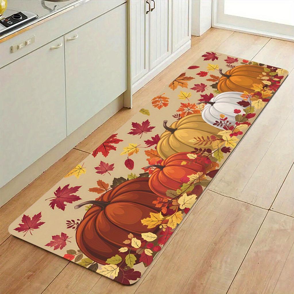 Thanksgiving Carpet Pumpkin Maple Leaf Carpet Kitchen Rug Long Carpet Doormat Living Room Bedroom Sofa Soft Floor Mat