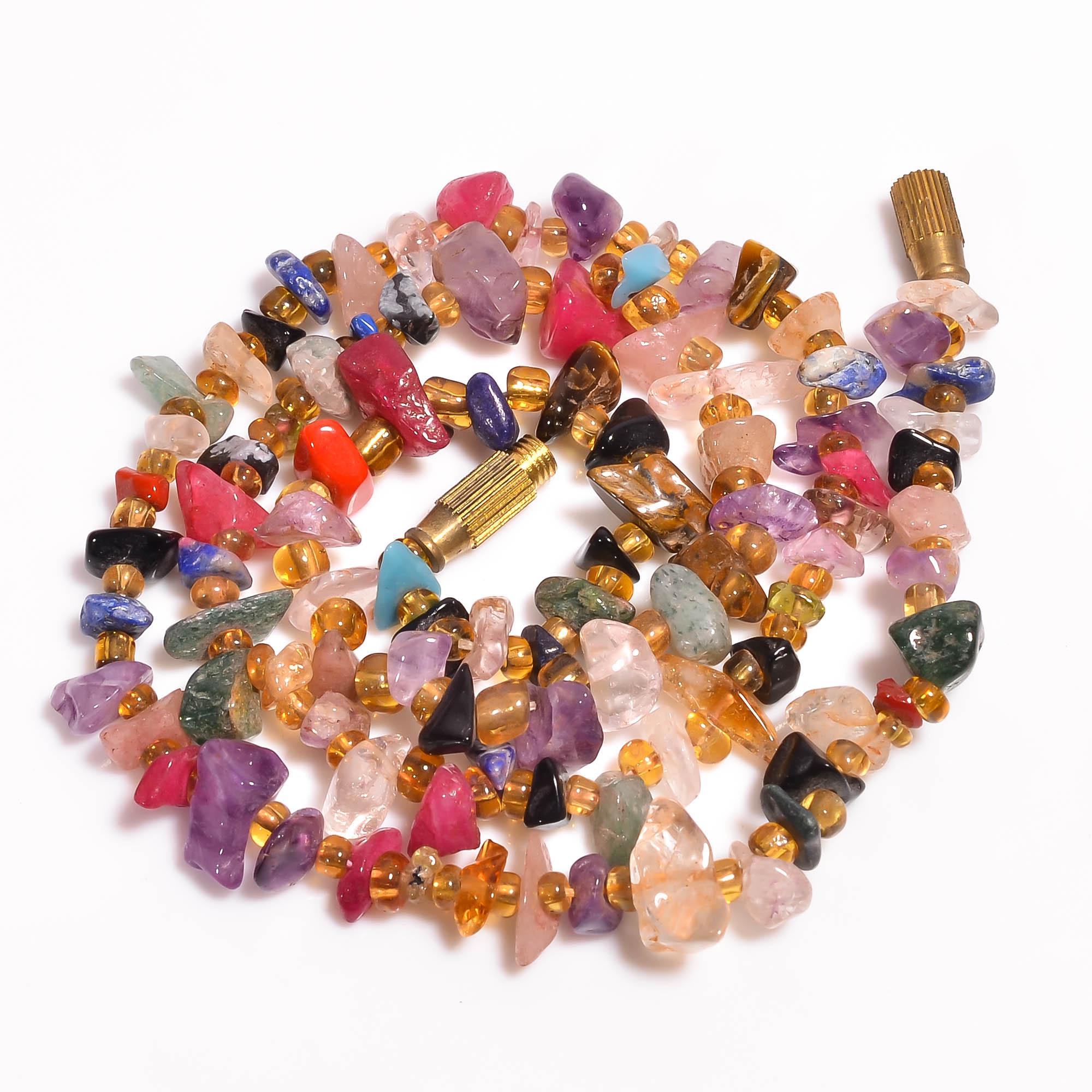 

Натуральный Розовый Кварц Аметист Цитрин Неограненные Бусины Ожерелье 3-10 мм 19 UB-8394 UB-8394