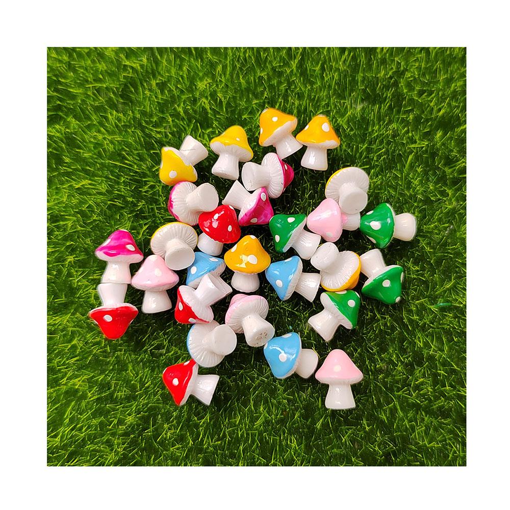 Fairy Garden Mushroom Resin Miniature Figurines Mini Jewelry Beads Doll House Toys Key Chain Phone DIY Ornament