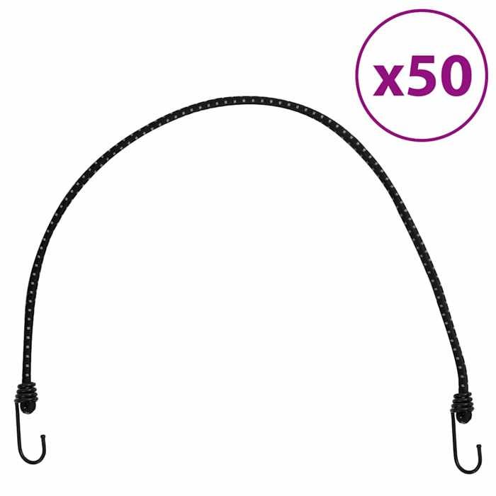 VidaXL Cordes élastiques avec bandes réfléchissantes et crochets 50pcs, cordon élastique avec crochet, sangle élastique avec 4008153