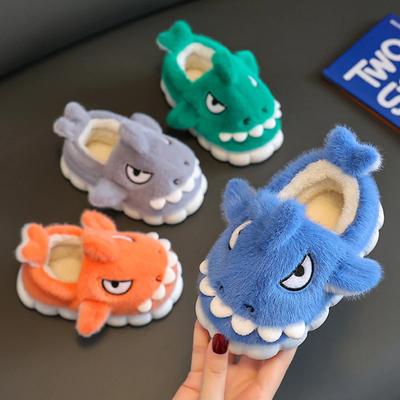 2024 New Children Warm Cotton Cartoon Cute Shark Slippers Antiskid Thickened Girl House Slippers Soft Sole Sandalias De Mujer