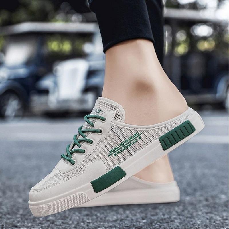 Summer New Men Breathable Casual Shoes Designer Originality Elastic Band Versatile Flats Shoes Half Slippers Male Sandals Tenis