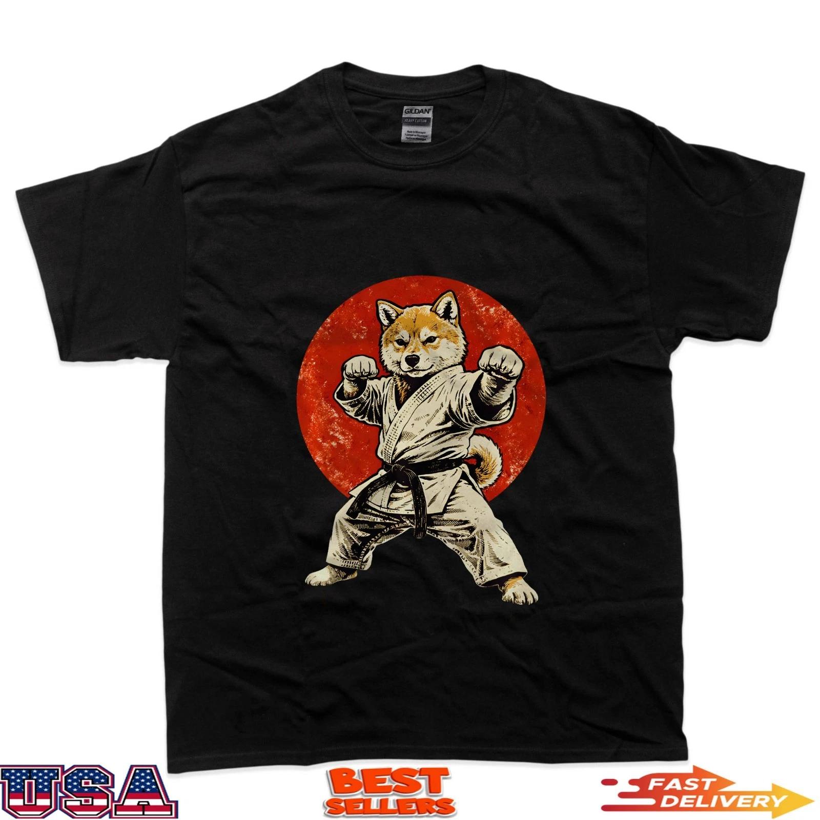 

Shiba Inu Karate Master Funny Martial Arts Dog Retro Dojo T-Shirt L