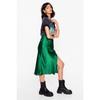 Elegant Temperament, High-quality Acetate Satin Elastic High-waist Split Mid-length Skirt