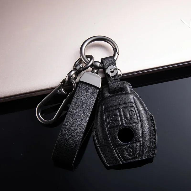 Leather Car Remote Key Case Cover For Mercedes Benz A C E S G Class Glc Cle Cla Glb Gls Gla W177 W205 W213 W222 X167