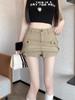 Khaki High-Waist Slim Short Skirt for Women - 2023 Autumn American Style