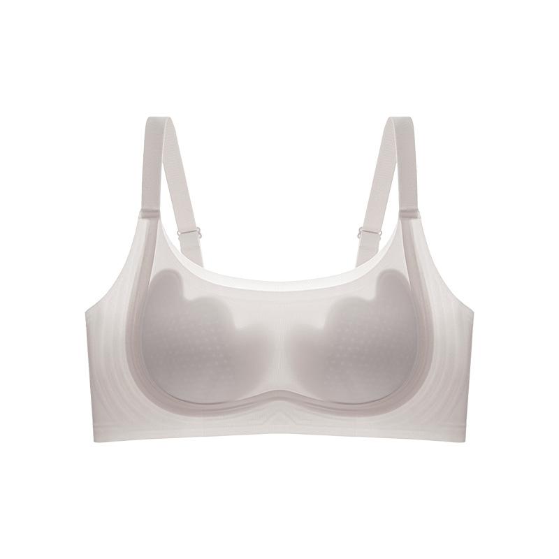 Shell Cup R Cup Traceless Rabbit Ear Cup Underwear Women's Big Breasts Show Small Gathering Double Breasts Vest Type Bra