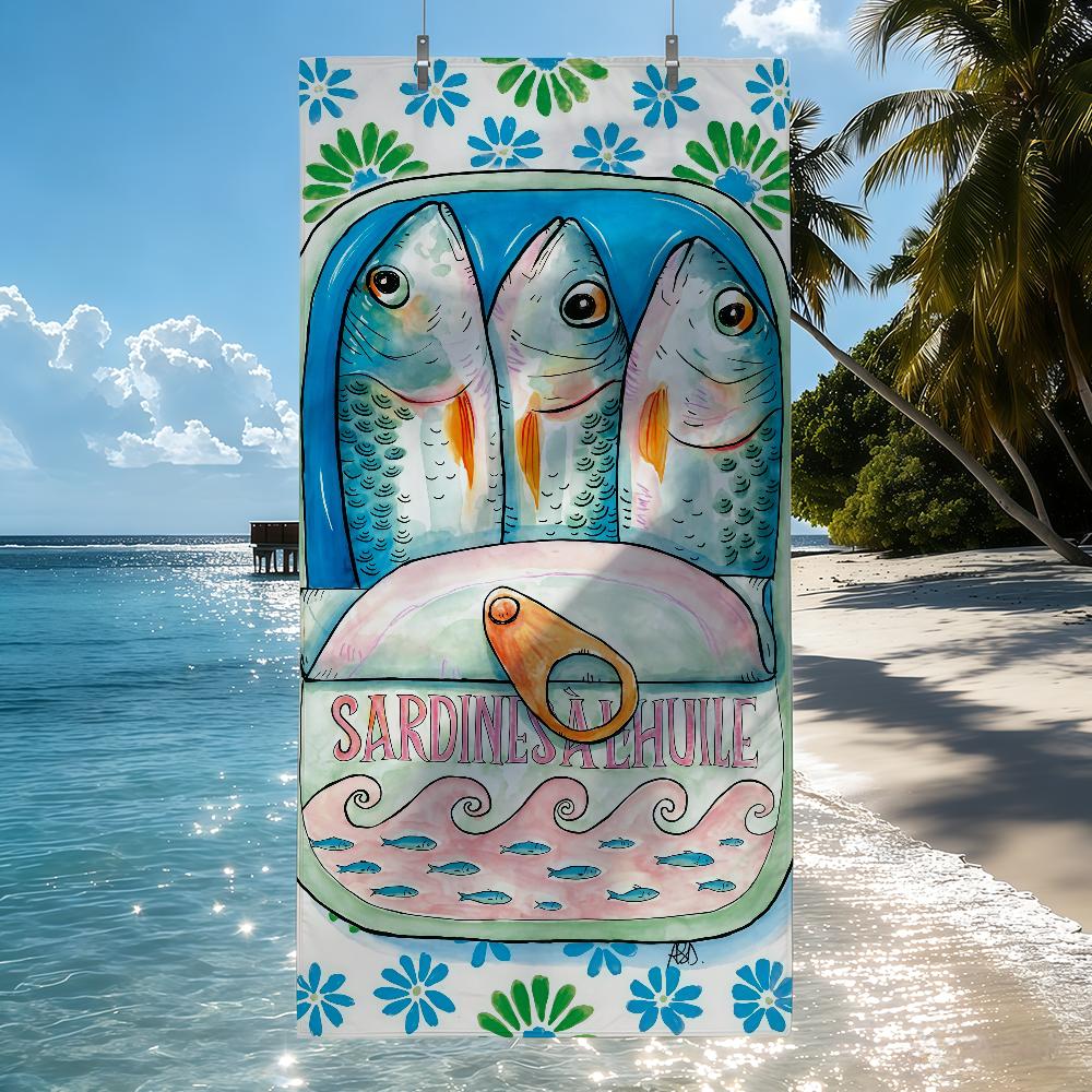 Cuadros decorations S-Sardines Nordic Towel Quick Drying Beach Towels Are Suitable For Swimming Pools Camping Yoga And The Gym