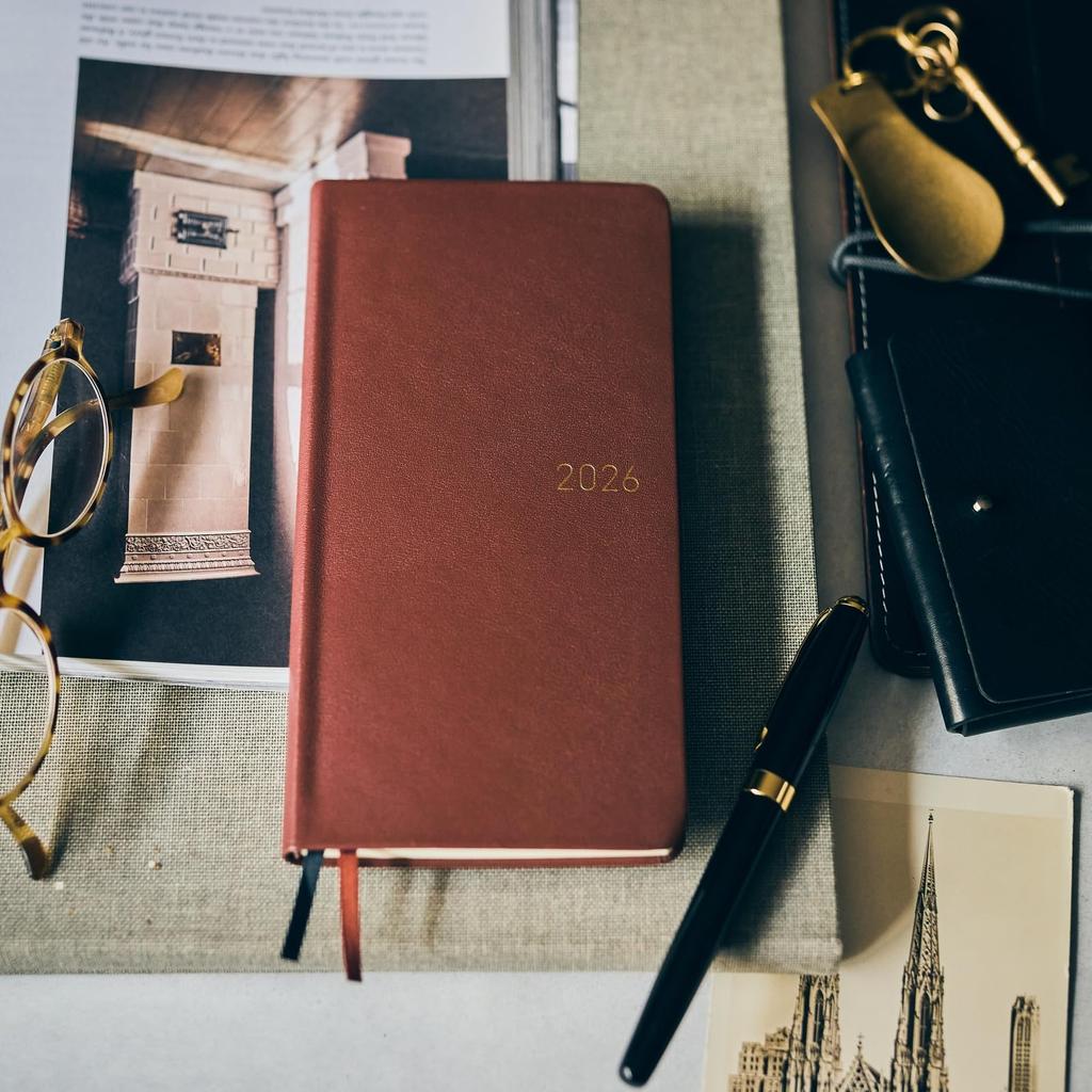 Hobonichi Techo 2026 Weeks Fine Classic/Wine Brown, January Start, Weekly Left, Slim Vertical