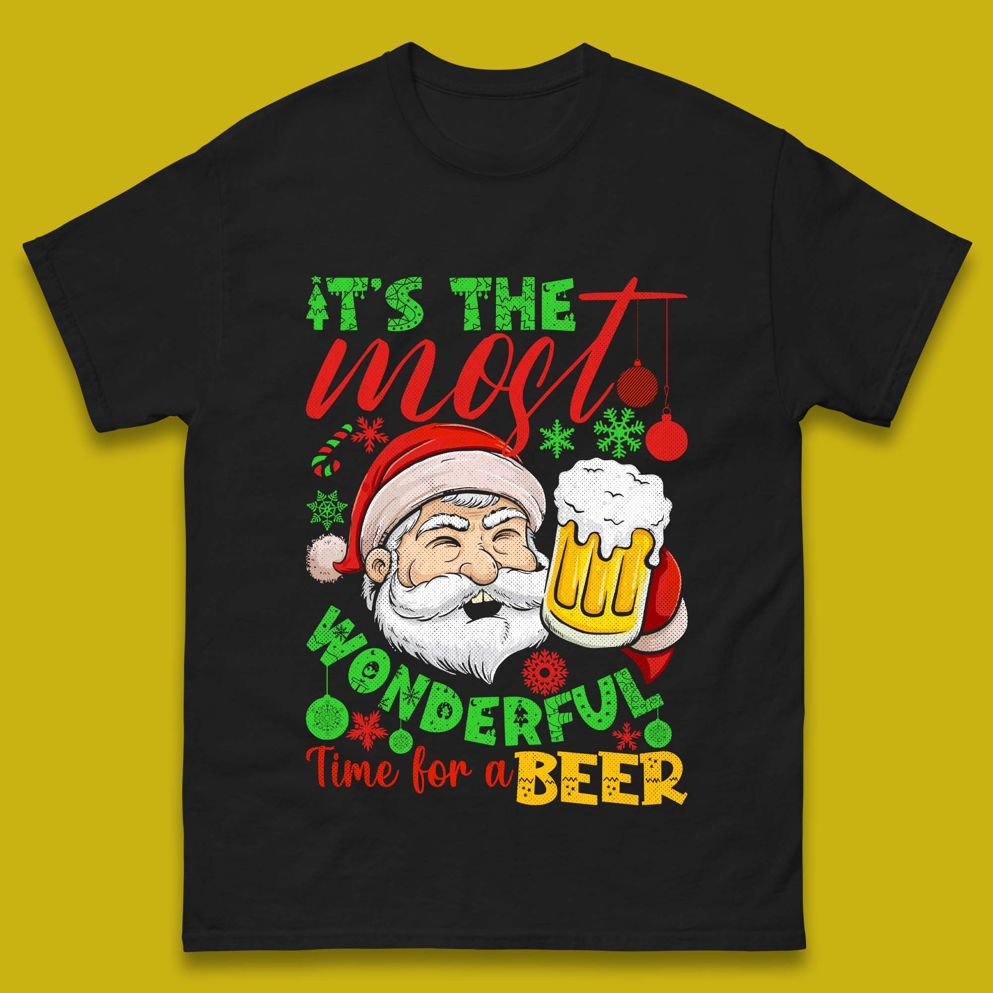 Santa Beer Christmas Mens T-Shirt Womens Tops Tees XL