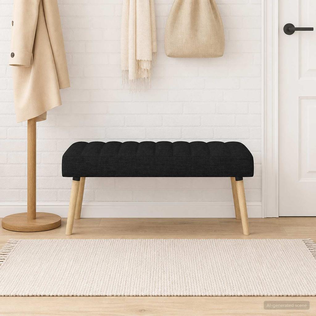 Channel Tufted Bench Black 110 X 40 X 46 Cm Fabric