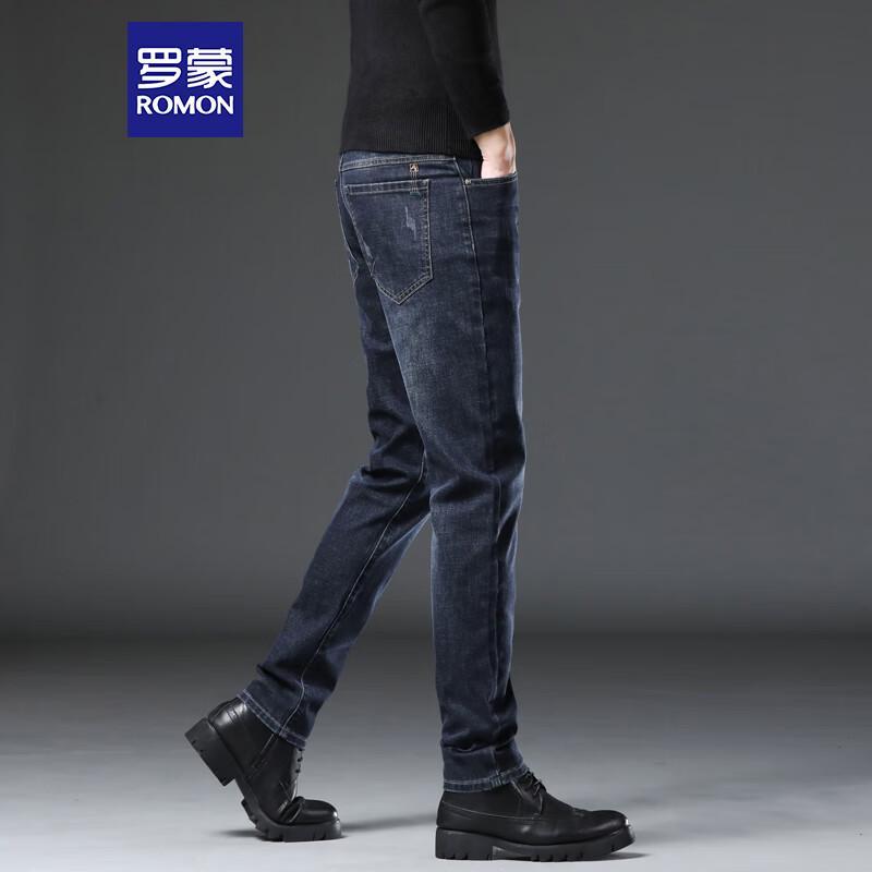 ROMON Men's GZ22 Slim Straight Business Casual Jeans