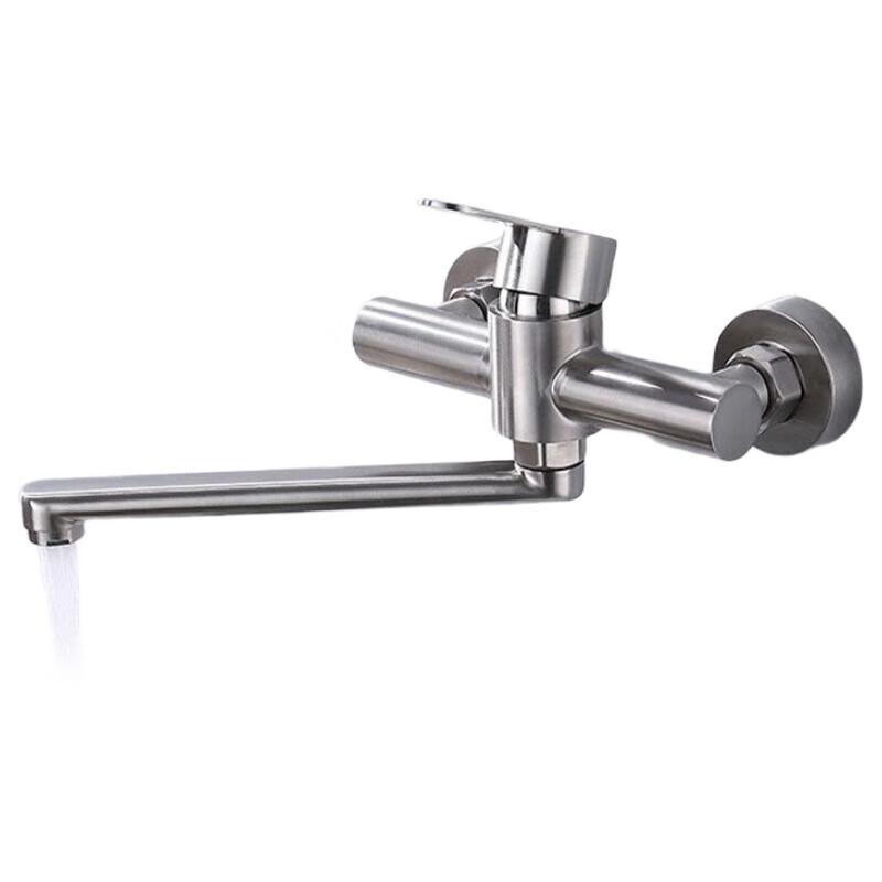 TLXT Brushed Stainless Steel Wall-Mounted Kitchen Faucet