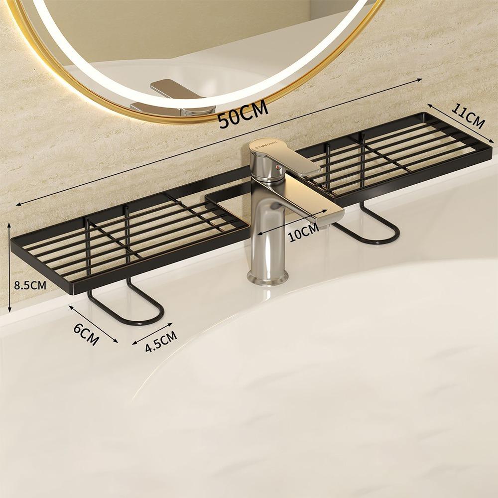 50/60cm Bathroom Counter Shelf Draining Anti Slip Bathroom Vanity Shelf Hollow Out Heavy Duty Faucet Shelf