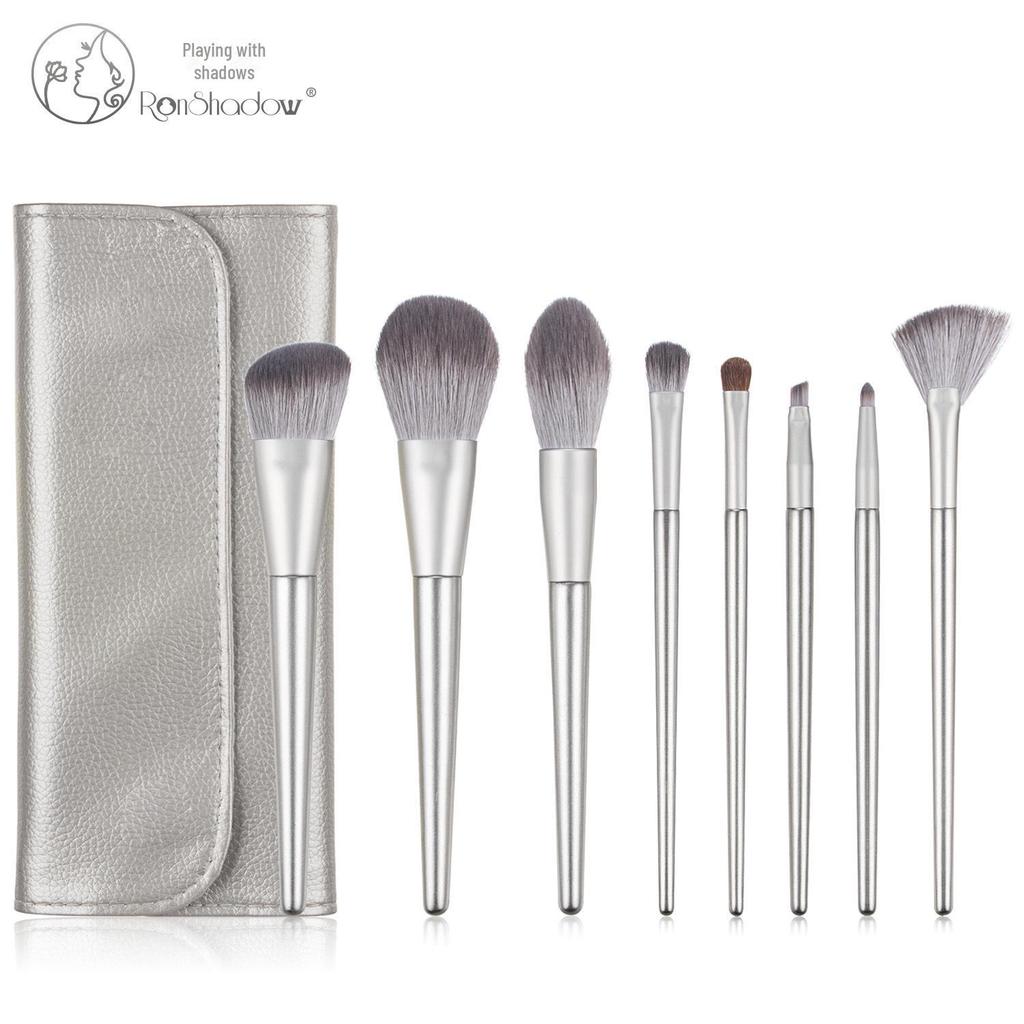 Nongying 8-Piece Animal Hair Makeup Brush Set with Storage Bucket for Beginners