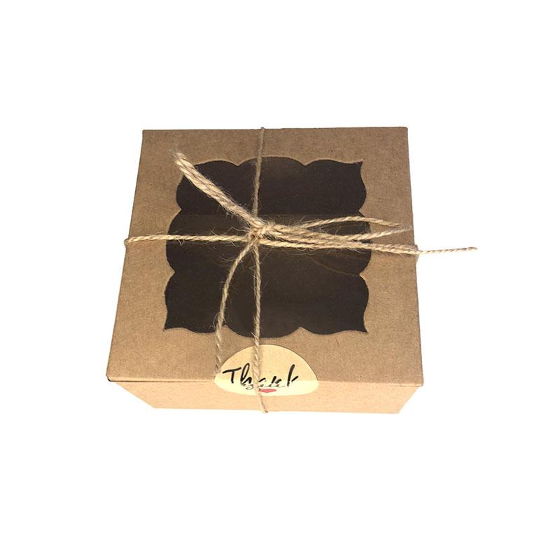 WTEMPO Retro Clear Window Paper Gift Boxes with Ropes Labels Foldable Small Presents Packaging Boxes DIY Party Favor Boxes Ideal for Birthday Wedding