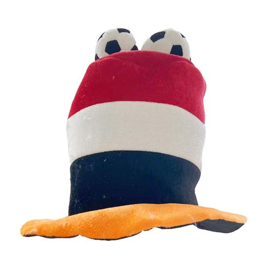 Morbido Cappello Peluche Pallone da Calcio, Cappello a Cilindro a Strisce Tema Sportivo per Feste, Copricapo da Tifo per Partite di Calcio per Bar Sportivi, Accessori per Photo Booth, Eventi a Tema