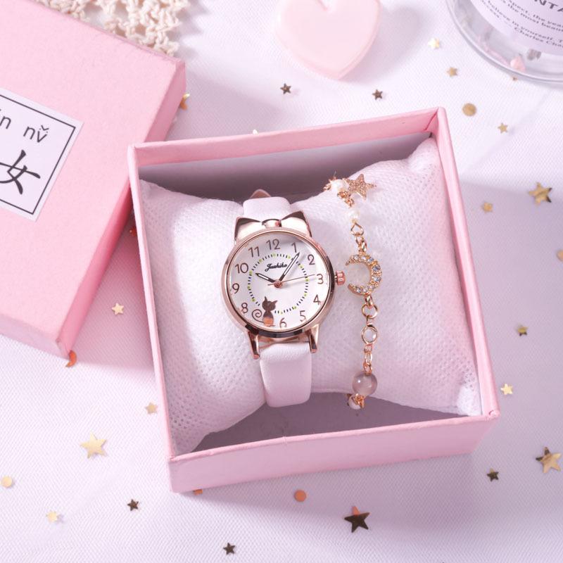 Quartz Watch, Women's Model, Seven-point Cat, Six-point Cat, Love Luminous Needle Student Watch