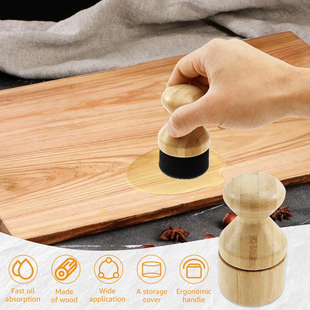 Cutting Board Oil Wax Applicator Wood Mineral Oil Applicator with Lid & Ergonomic Handle Multi-role Butcher Block Oil Applicator
