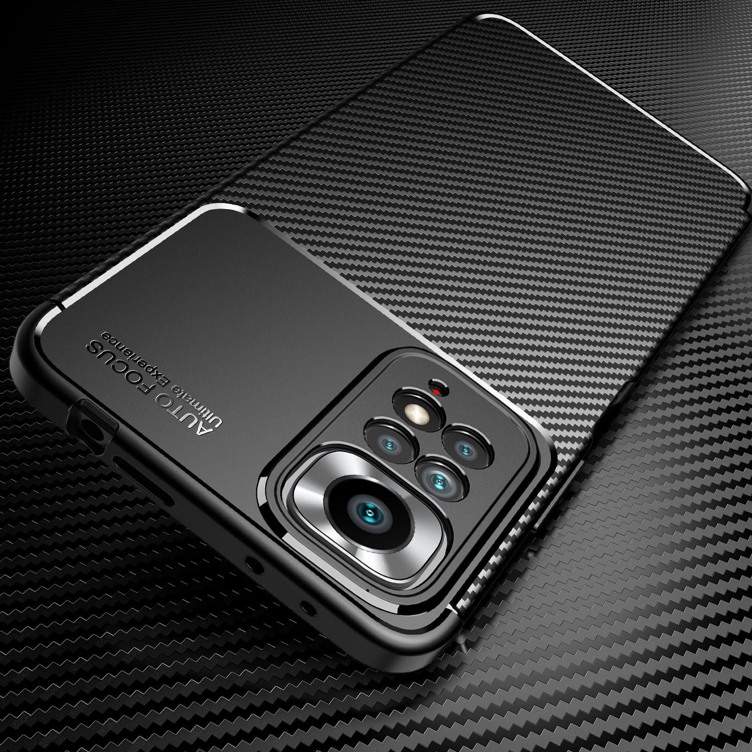 

For Xiaomi Redmi Note 11 Pro 4G (MediaTek)/Redmi Note 11 Pro 5G (Qualcomm) TPU Precise Cutout Case Carbon Fiber Texture Fingerprint-Resistant Cover Black