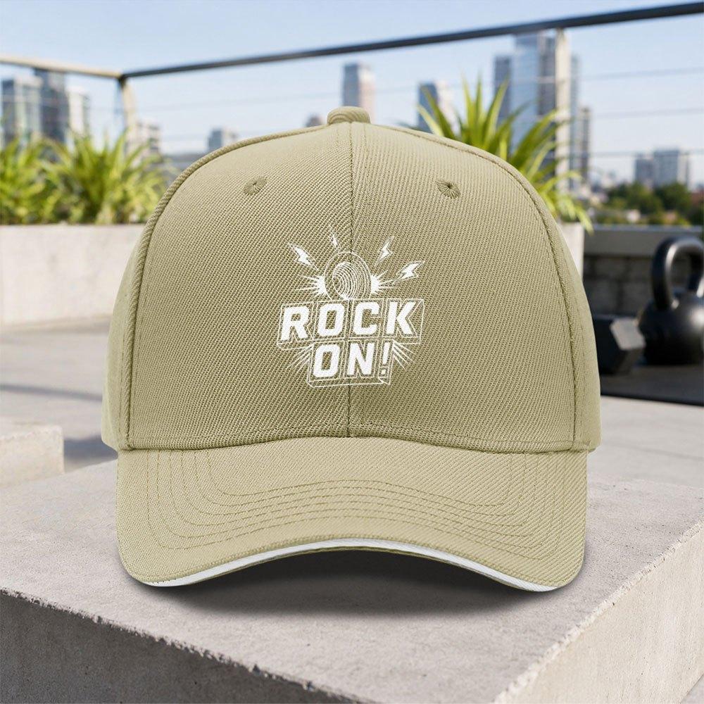 1pc New Rock On Adjustable Sandwich Baseball Cap Lightweight Printed Hat For Men And Women Ideal Gift For Outdoor Activities