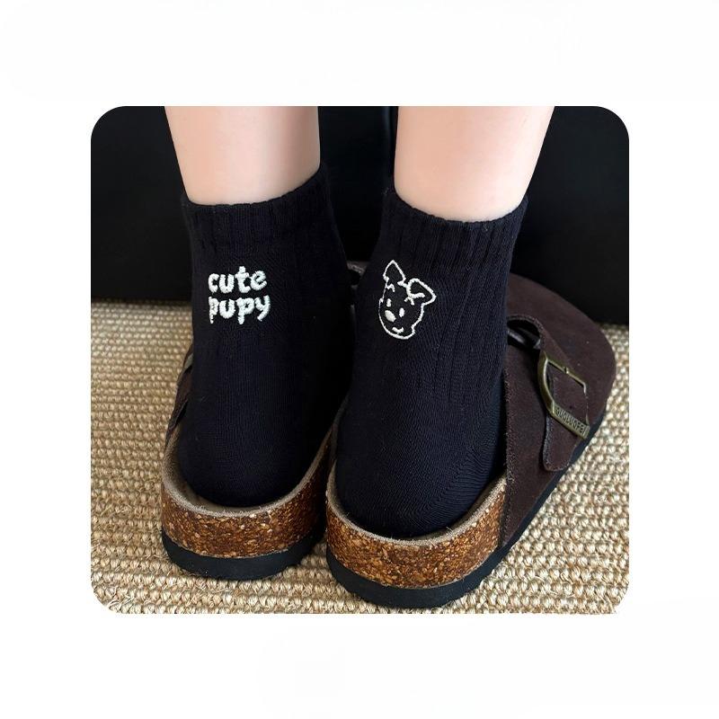 Женские осенние мультяшные вышитые милые щенки английские спортивные носки 1 pair