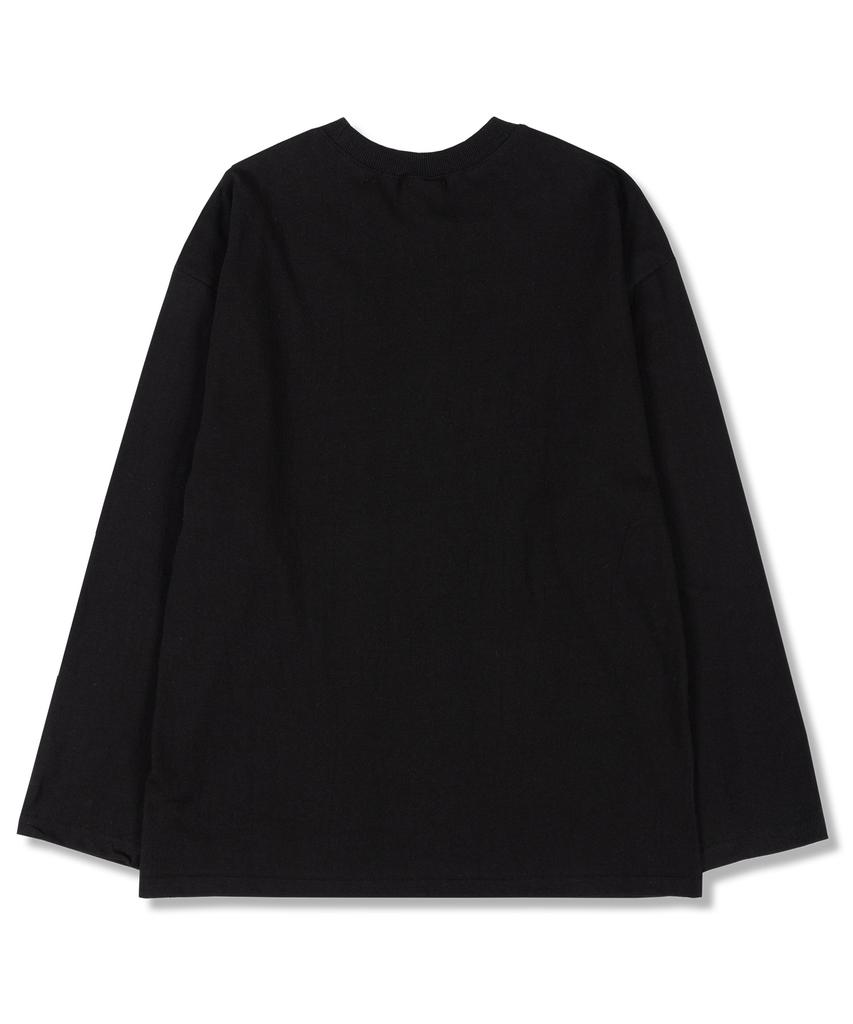 MIDNIGHT12AM Starpoint Oversized Long Sleeve T-Shirt Black (Ribbed Cuffs Selectable)