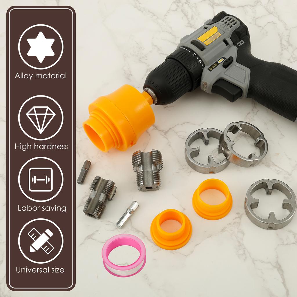 Plastic PVC Pipe Threader Kit Efficient Electric Hole Opener Versatile Durable Thread Maker Tool Precise Plumbing Repair Tool