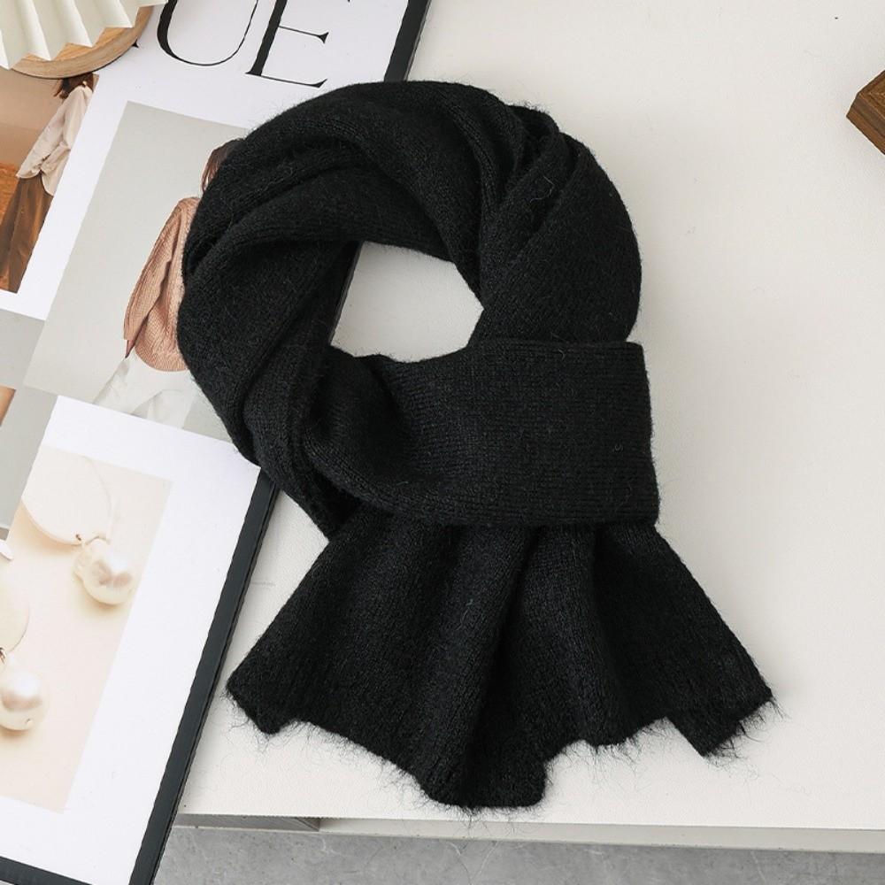 Versatile Warm Neck Warmer Coldproof Solid Color Knitted Scarf Windproof Scarves Bib Autumn and Winter