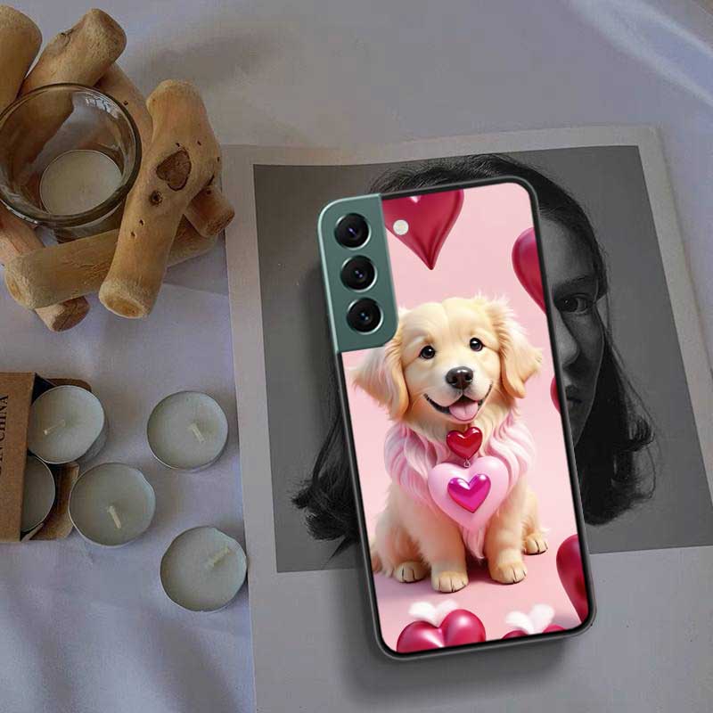 Lovely Puppy Heart Dogs Phone Case For Samsung Galaxy S22 S25 Ultra S21 S10 Plus S26 Edge S20 S23 S24 FE Cover Silicone Soft