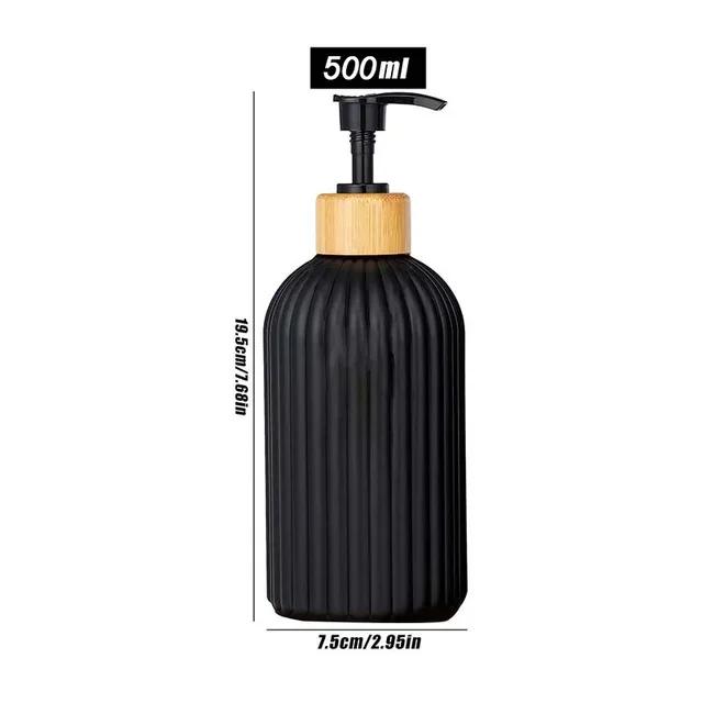 500ml Strip Soap Dispenser with Bamboo Pump Refillable Bottle Conditioner Lotion Shampoo Body Wash Empty Container for Bathroom