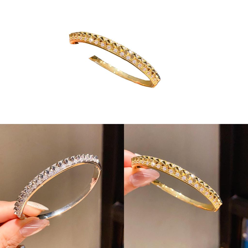 Copper Zirconia Embellished Bangle Fashion Jewelry For Office Wear