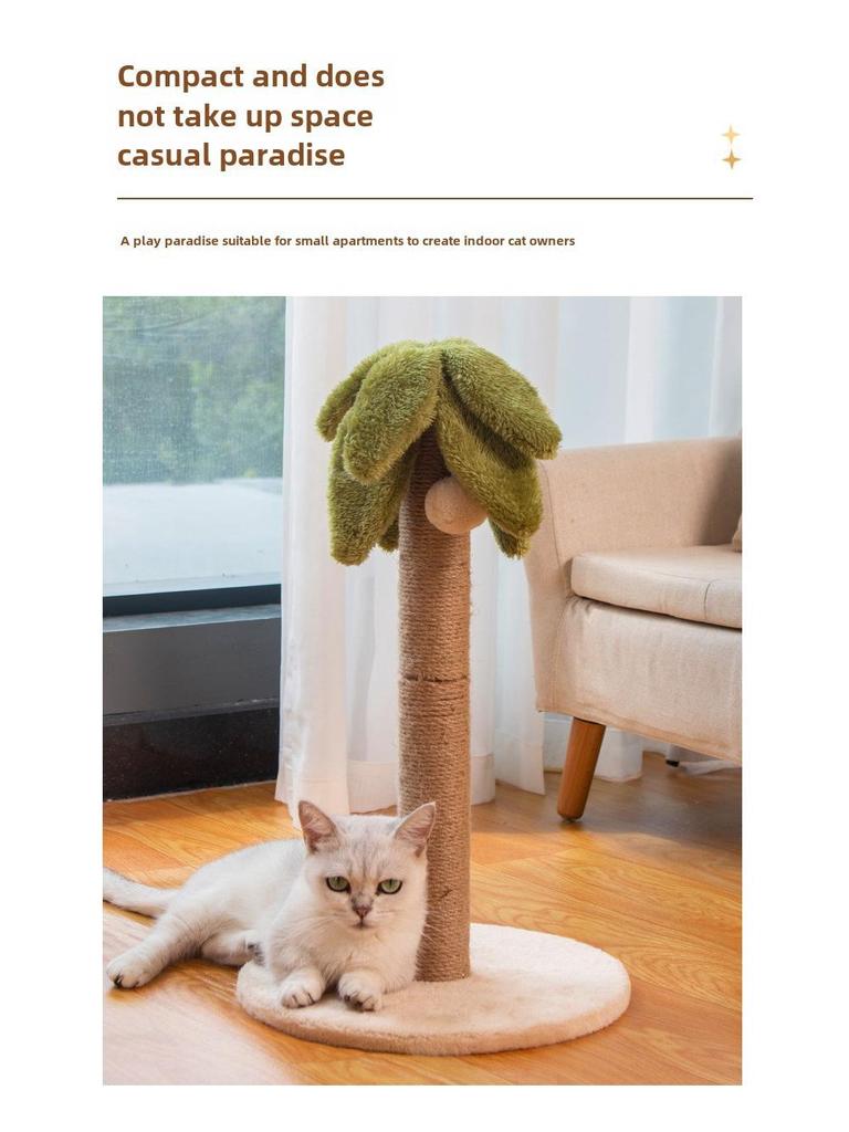 Coconut Tree Cat Climbing Frame & Sisal Scratching Post - No Mess, Space-Saving Cat Toy