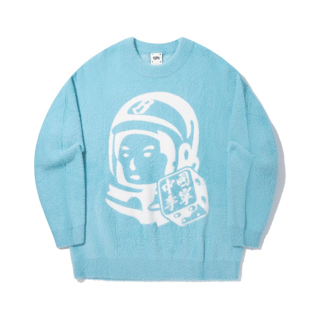 Li Ning X Billionaire Boys Club Skateboard Series Printed Loose Fit Pullover Comfortable Knit Sweater Men sweater Off-White Blue AMBU345-3