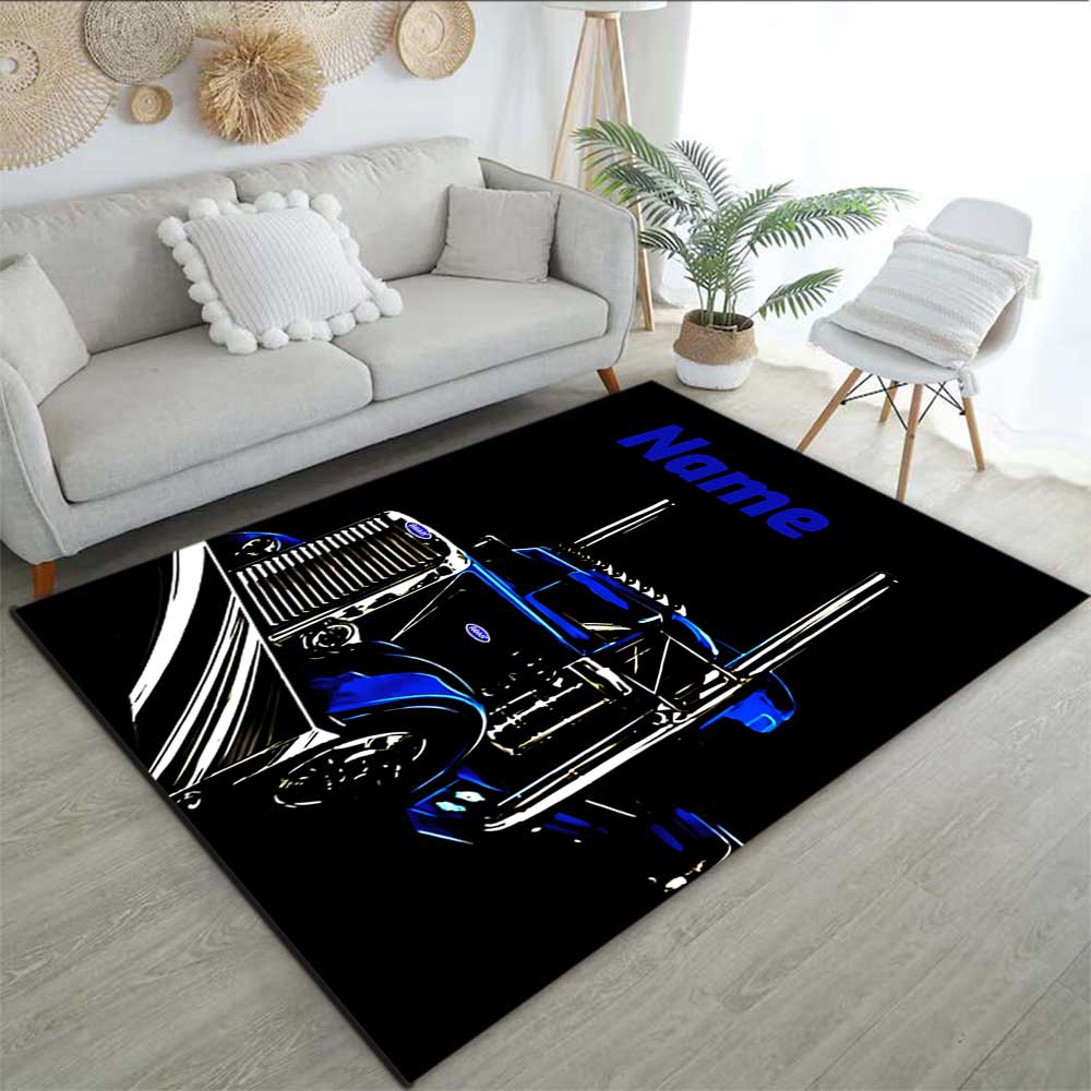 Truck Racing5 Customize Your Name Rug, Office Chair Cushion, Home Bedroom Living Room Gift.