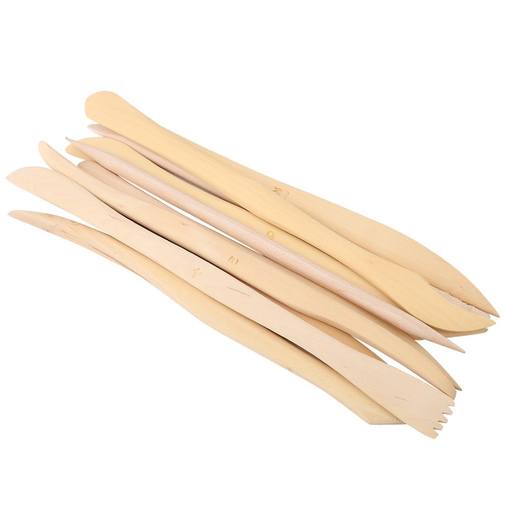 10pcs Set  Wooden Clay Carving Modeling Tool Diy Pottery Sculpture Tools