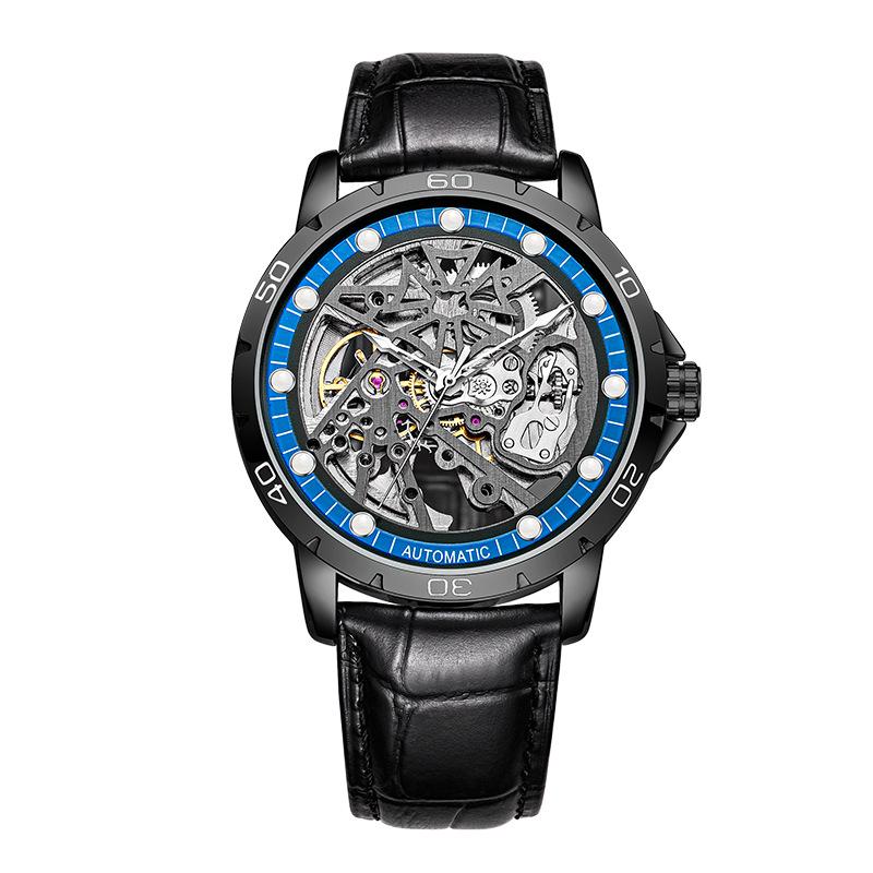 

QLLS Qiluo Time Мужские автоматические механические часы: Элегантный полый дизайн, деловой и спортивный стиль