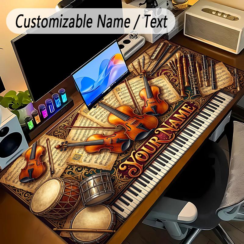 Music Theme Personalized Mouse Pad Custom Name Text Non Slip Desk Pad For Laptop Office Desktop