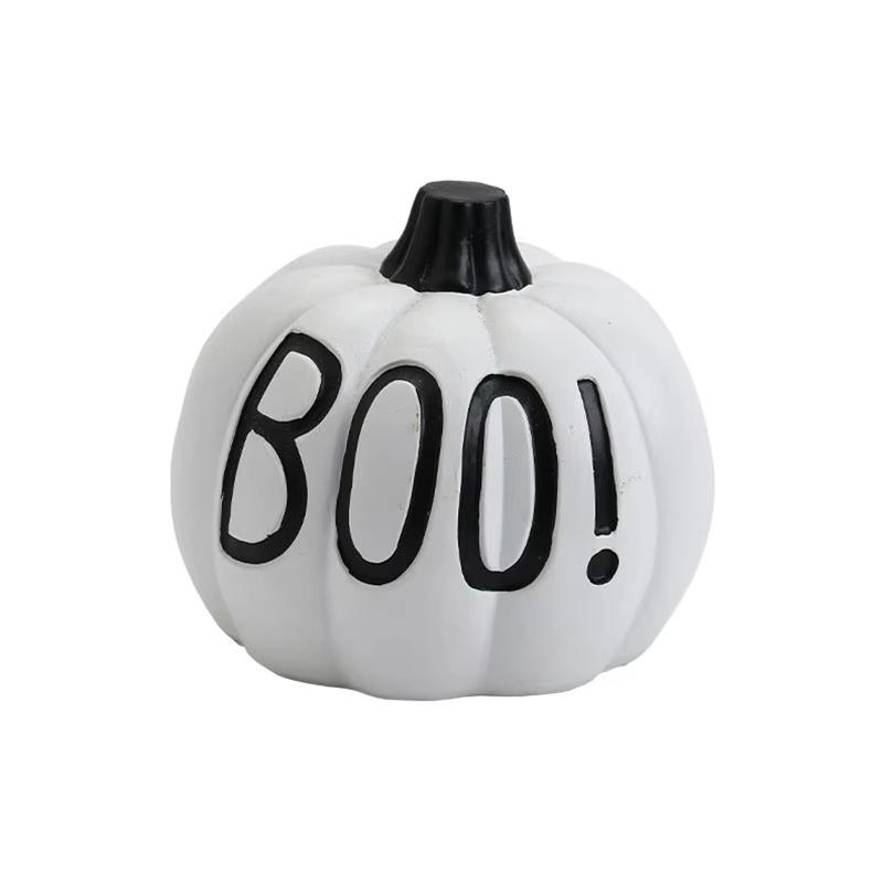 Pumpkin Halloween Decorations Letter Pattern Resin Pumpkin Decorations Ornaments Home Festival Party Desktop Ornaments