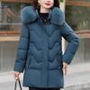 Plus Size Middle Age Women Winter Coats Hooded Faux Fur Collar Elegant Thick Warm Parkas Female Jackets
