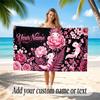 Floral Garden Theme Quick Dry Beach Towel Custom Name Text Print Large Sand Resistant Towel Beach Vacation