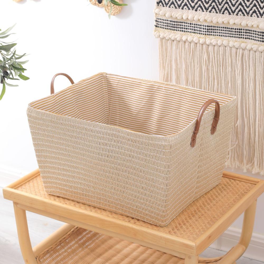 with Handle Clothes Organizer Box Straw Storage Basket High Quality Snack Container  Bathroom