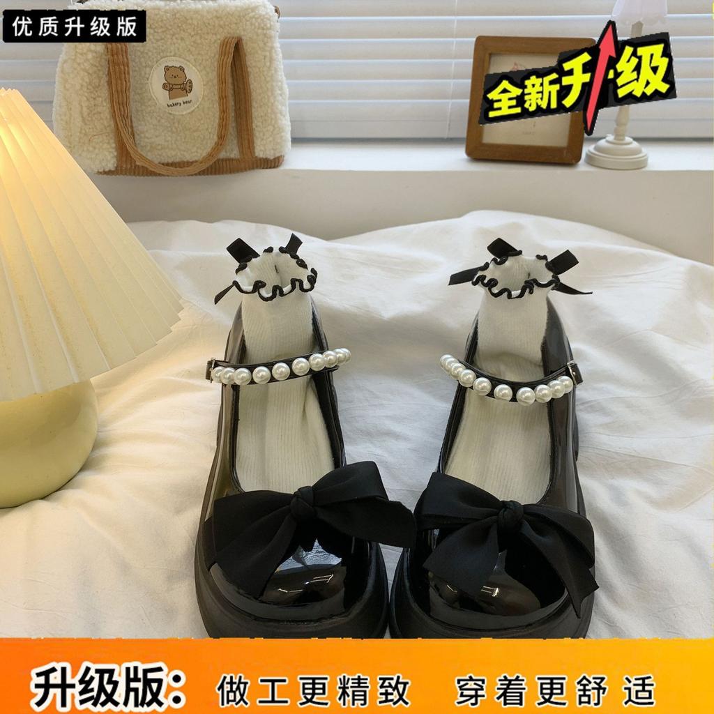 Showing legs long small leather shoes female retro foreign style explosion British style Mary Jane shoes jk spring summer Internet celebrity