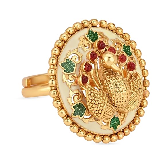 Gold Plated Traditional Design Comfort Fit Finger Ring For Women & Girls