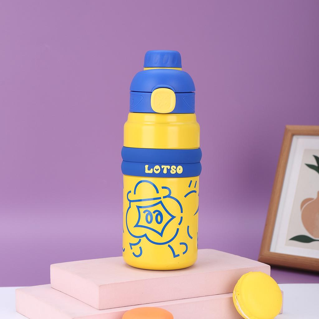 Cute Graffiti Stainless Steel Thermos Cup for Kids Student Couple Dopamine Water Cup Portable Double Shot Jump Cup