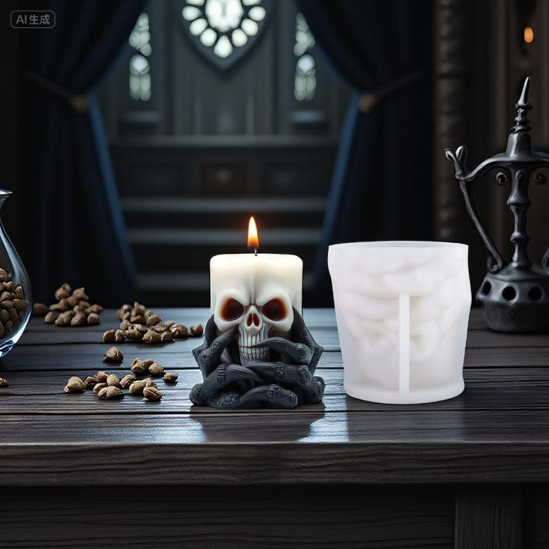 Silikon Kerzenform Diablo Geisterklaue Form Todesgriff Form Silikon für Heimdeko Halloween DIY Basteln